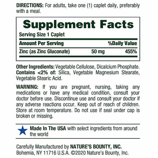 قرص زینک نیچرز بونتی 50 میلی گرم